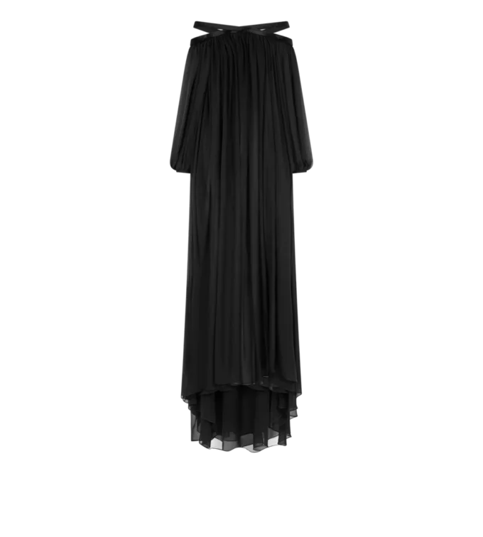Geborduurde zijden chiffon off-shoulder avondjurk Geborduurde zijden chiffon off-shoulder avondjurk