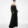 Geborduurde zijden chiffon off-shoulder avondjurk Geborduurde zijden chiffon off-shoulder avondjurk