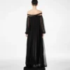 Geborduurde zijden chiffon off-shoulder avondjurk Geborduurde zijden chiffon off-shoulder avondjurk