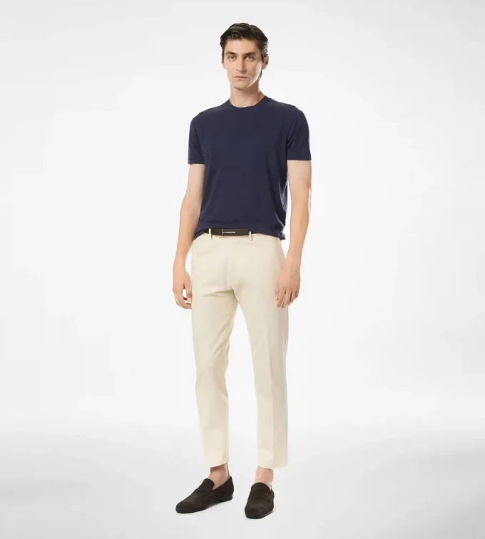 Geborstelde katoenen chino