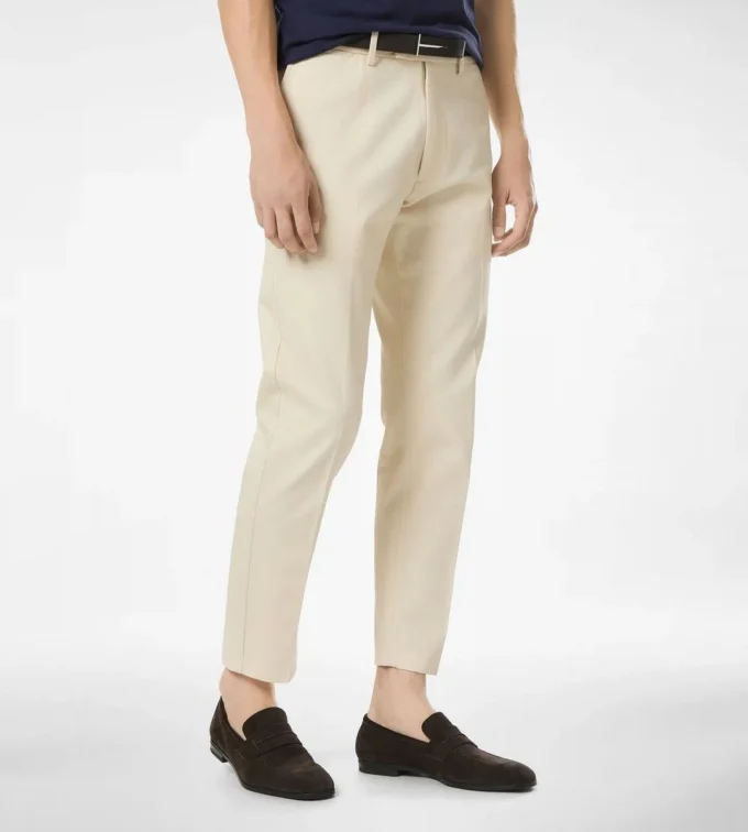 Geborstelde katoenen chino