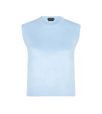 Geborstelde zijden jersey tanktop met ronde hals
