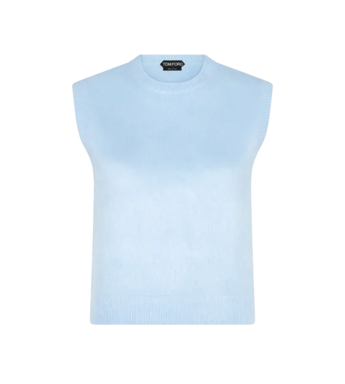 Geborstelde zijden jersey tanktop met ronde hals Geborstelde zijden jersey tanktop met ronde hals
