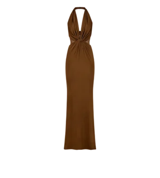 Gebreide stretch jersey criss-cross avondjurk