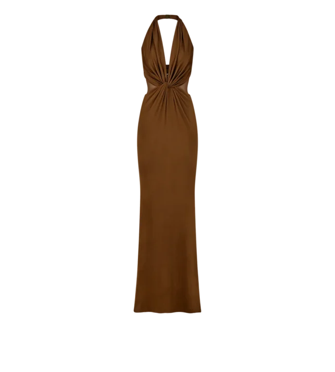 Gebreide stretch jersey criss-cross avondjurk Gebreide stretch jersey criss-cross avondjurk