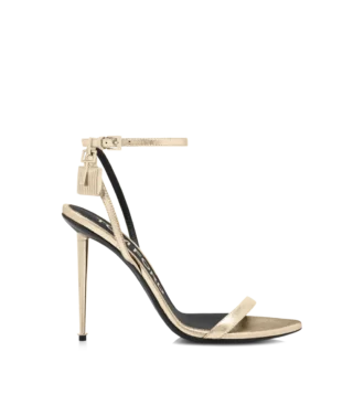 Gelamineerde nappa lederen Padlock Pointy Naked Sandal