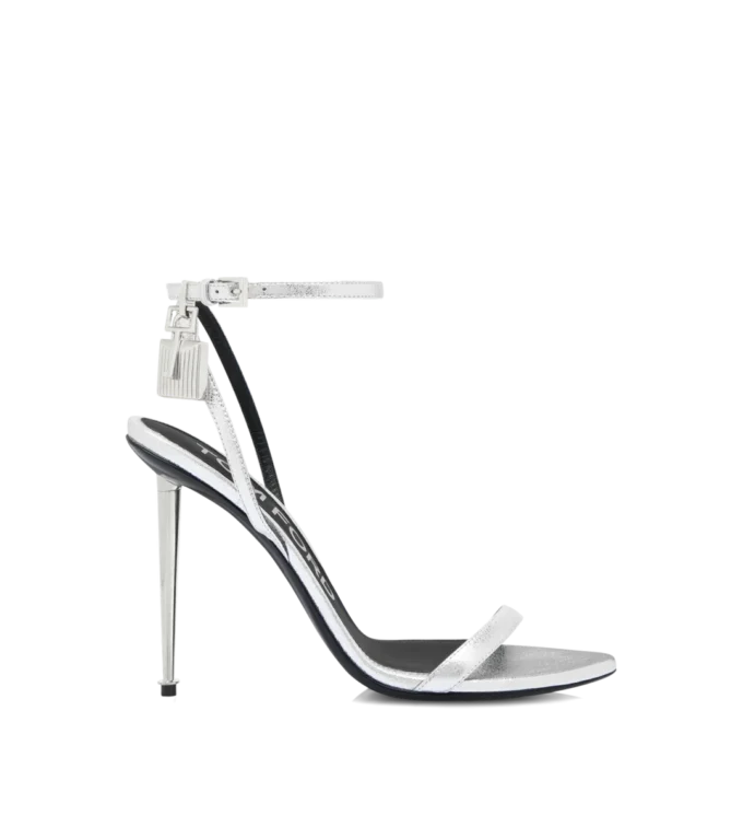 Gelamineerde nappa lederen Padlock Pointy Naked Sandal Gelamineerde nappa lederen Padlock Pointy Naked Sandal