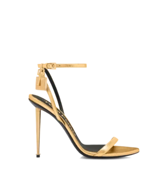 Gelamineerde nappa lederen Padlock Pointy Naked Sandal