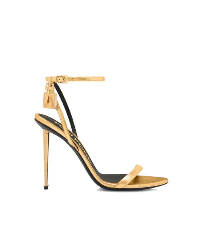 Gelamineerde nappa lederen Padlock Pointy Naked Sandal Gelamineerde nappa lederen Padlock Pointy Naked Sandal