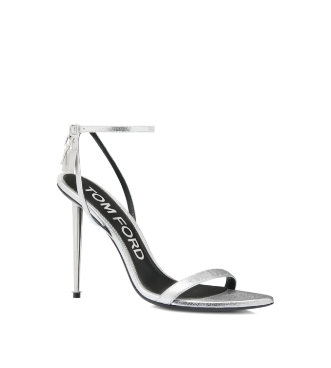 Gelamineerde nappa lederen Padlock Pointy Naked Sandal Gelamineerde nappa lederen Padlock Pointy Naked Sandal