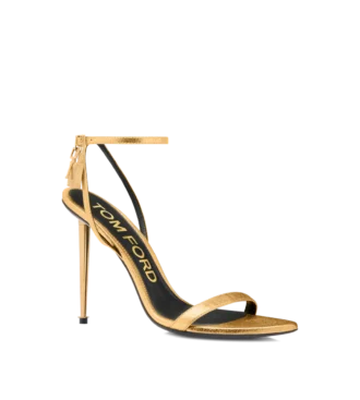 Gelamineerde nappa lederen Padlock Pointy Naked Sandal