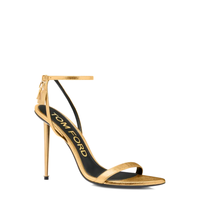 Gelamineerde nappa lederen Padlock Pointy Naked Sandal Gelamineerde nappa lederen Padlock Pointy Naked Sandal