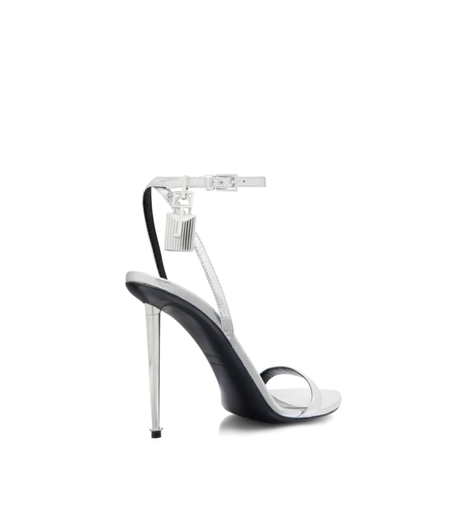 Gelamineerde nappa lederen Padlock Pointy Naked Sandal Gelamineerde nappa lederen Padlock Pointy Naked Sandal
