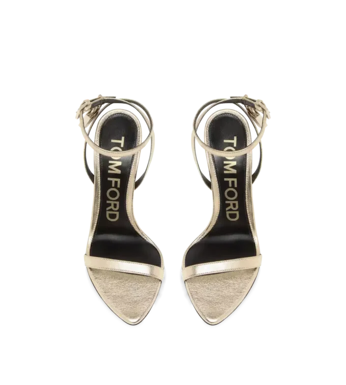 Gelamineerde nappa lederen Padlock Pointy Naked Sandal Gelamineerde nappa lederen Padlock Pointy Naked Sandal