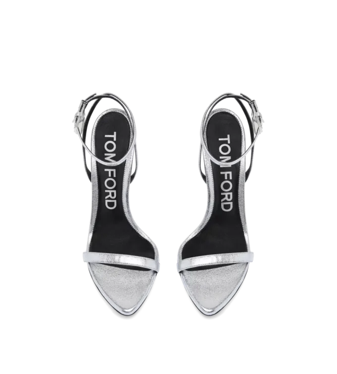 Gelamineerde nappa lederen Padlock Pointy Naked Sandal Gelamineerde nappa lederen Padlock Pointy Naked Sandal