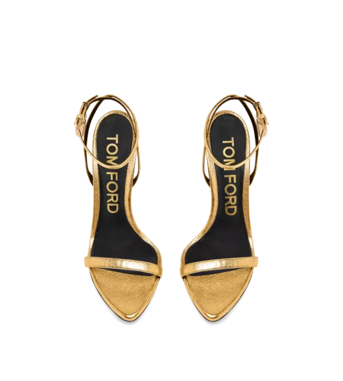 Gelamineerde nappa lederen Padlock Pointy Naked Sandal Gelamineerde nappa lederen Padlock Pointy Naked Sandal