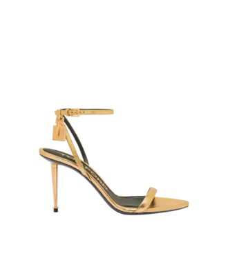 Gelamineerde nappa lederen padlock puntige sandalen 85 mm
