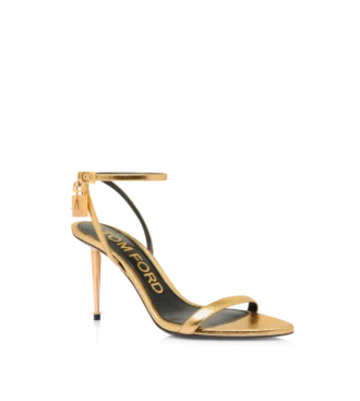 Gelamineerde nappa lederen padlock puntige sandalen 85 mm