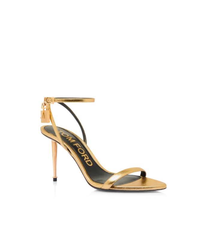 Gelamineerde nappa lederen padlock puntige sandalen 85 mm Gelamineerde nappa lederen padlock puntige sandalen 85 mm