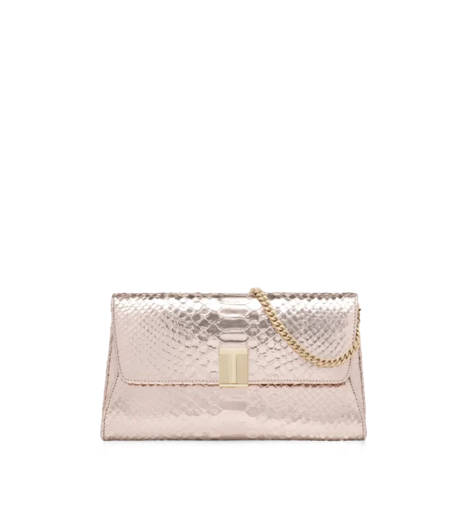 Gelamineerde Python Nobile-clutch met stempelmotief