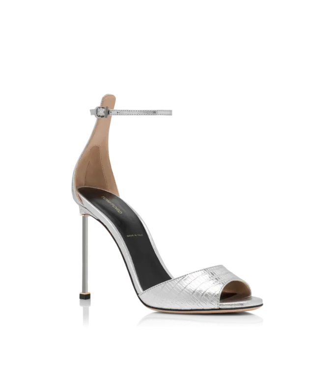 Gelamineerde sandalen met enkelbandje en print van Tejus Spire