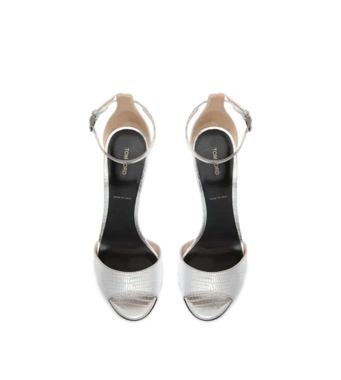 Gelamineerde sandalen met enkelbandje en print van Tejus Spire