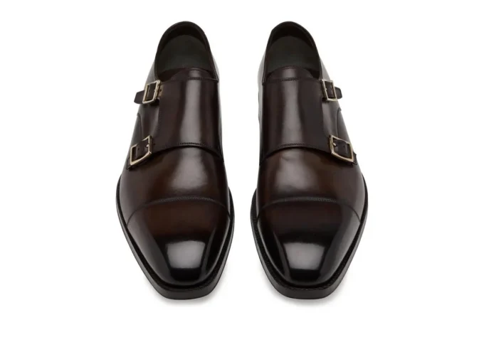 Gepolijste leren Elkan monk strap