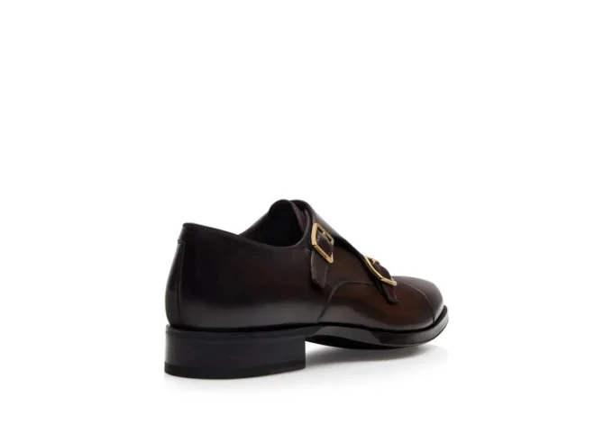 Gepolijste leren Elkan monk strap