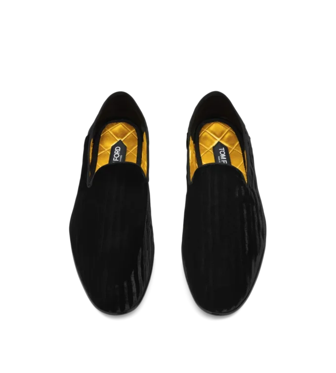 Gestreepte fluwelen Steven-slipper