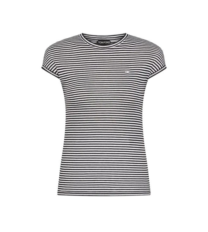 Gestreepte T-shirt met ton-sur-ton geborduurd TF-logo