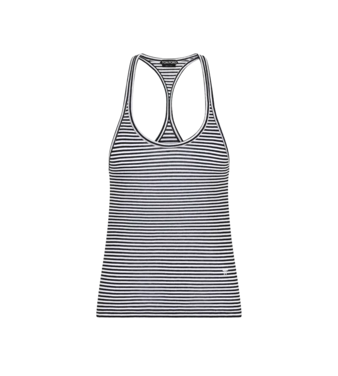 Gestreepte tanktop met ton-sur-ton geborduurd TF-logo