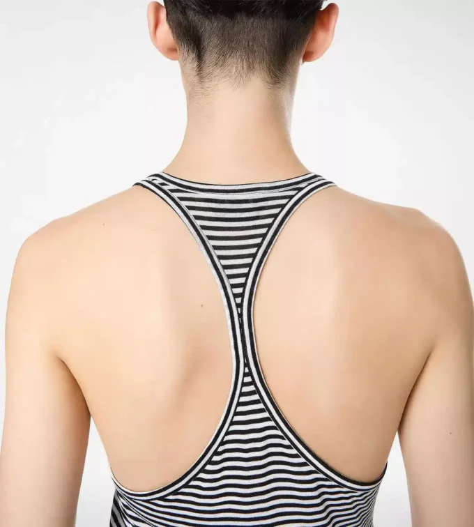 Gestreepte tanktop met ton-sur-ton geborduurd TF-logo