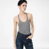 Gestreepte tanktop met ton-sur-ton geborduurd TF-logo