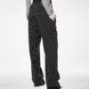 Gestreepte wollen katoenen Barathea relaxte geplooide rechte broek Gestreepte wollen katoenen Barathea relaxte geplooide rechte broek