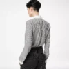 Gestreepte zijden blouse met contrasterende details Gestreepte zijden blouse met contrasterende details
