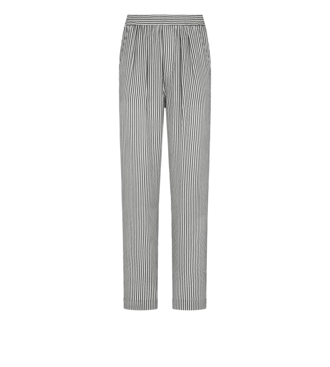 Gestreepte zijden pyjamabroek met biezen Gestreepte zijden pyjamabroek met biezen