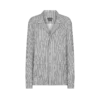 Gestreepte zijden pyjamashirt met biezen en geborduurd logo in dezelfde kleur Gestreepte zijden pyjamashirt met biezen en geborduurd logo in dezelfde kleur