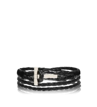Gevlochten leren T-armband Gevlochten leren T-armband