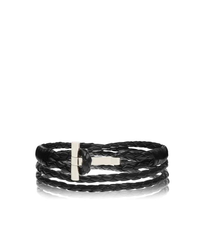 Gevlochten leren T-armband