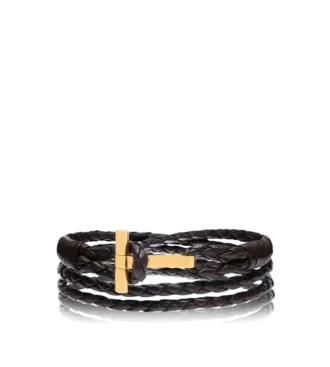 Gevlochten leren T-armband Gevlochten leren T-armband