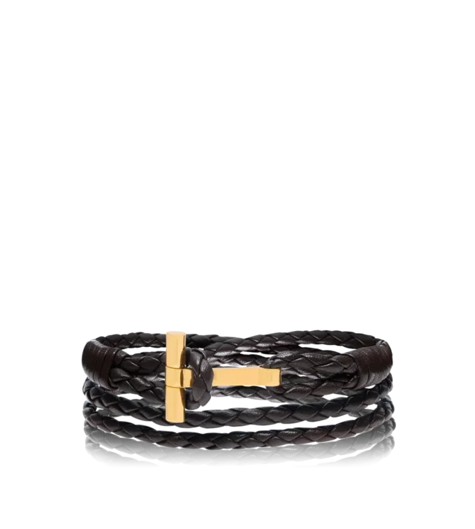 Gevlochten leren T-armband