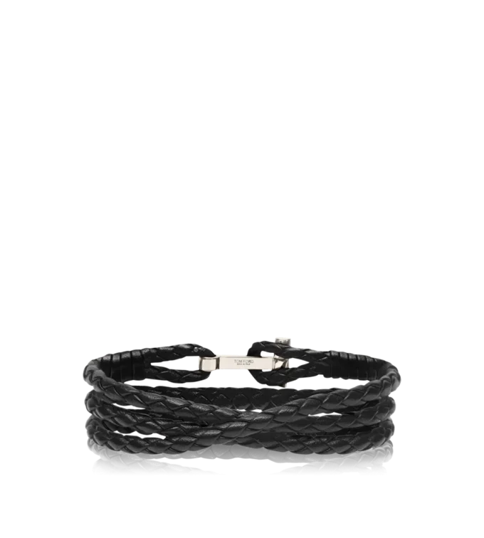 Gevlochten leren T-armband