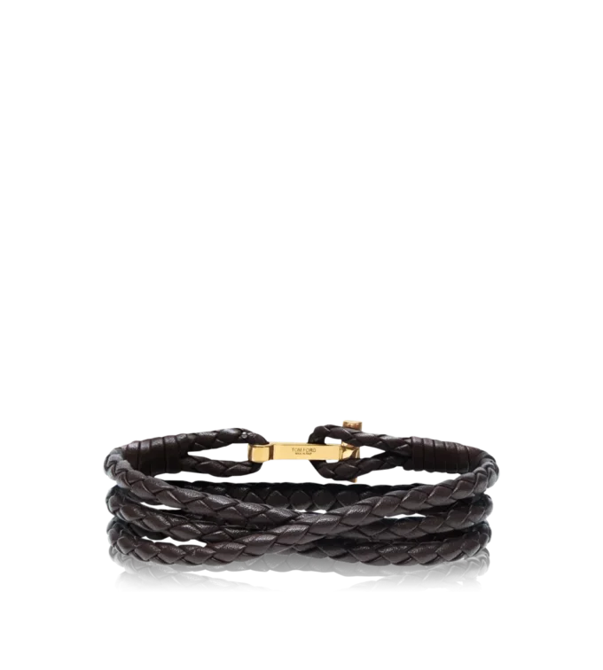 Gevlochten leren T-armband