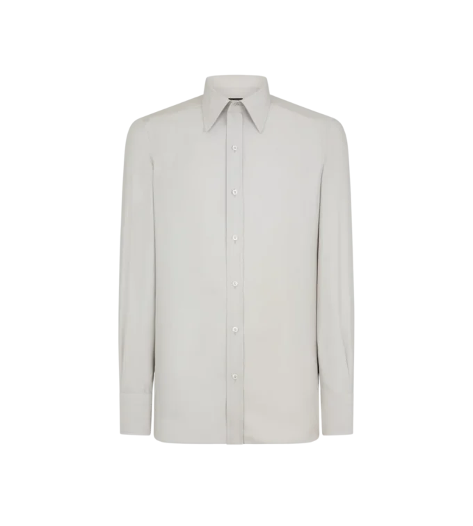 Gewassen twill slim fit overhemd Gewassen twill slim fit overhemd