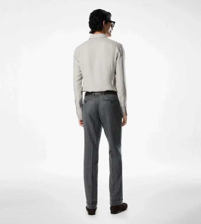 Gewassen twill slim fit overhemd Gewassen twill slim fit overhemd