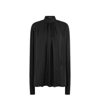 Gewassen zijden georgette blouse met lange mouwen