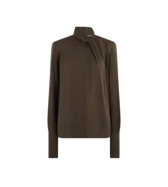 Gewassen zijden georgette blouse met lange mouwen
