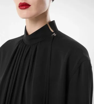 Gewassen zijden georgette blouse met lange mouwen