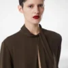 Gewassen zijden georgette blouse met lange mouwen Gewassen zijden georgette blouse met lange mouwen