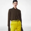 Gewassen zijden georgette blouse met lange mouwen Gewassen zijden georgette blouse met lange mouwen